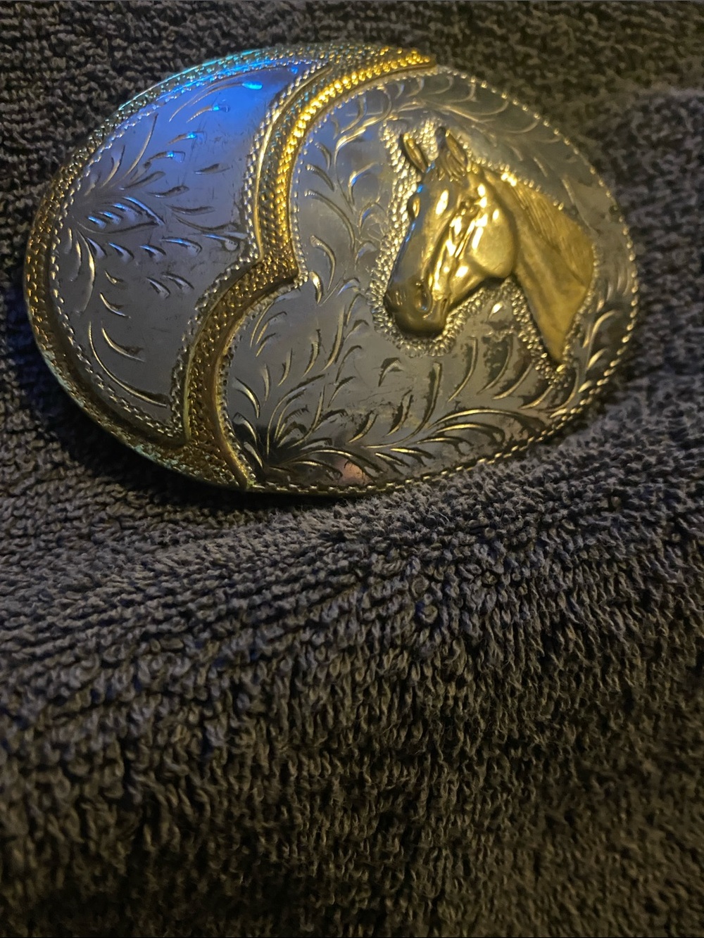 Award Designs-Silvermith-Gold and Silver Horse Head Decorative Belt Buckle